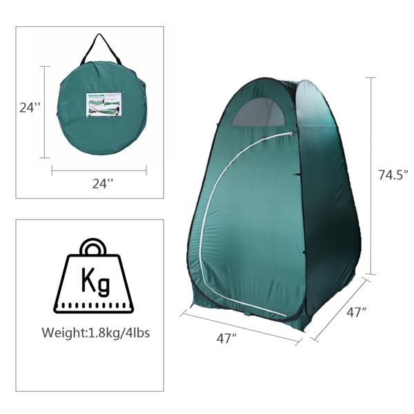 120x190cm 1-Person Pop Up Privacy Shelter Tent, Portable Outdoor Changing Room & Shower Toilet Tent, Lightweight Steel Wire Frame, Compact Fold, Built-In Storage Pocket, No Floor (for Hiking Camping Outdoor Showers)