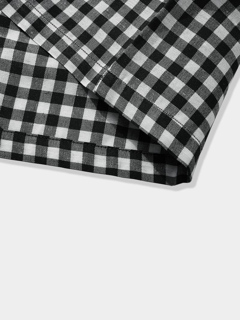 Men's Regular Fit Gingham Print Short Sleeve Shirt, Casual Half Sleeve Comfy Top for Fall, Men's Clothes for Daily Wear