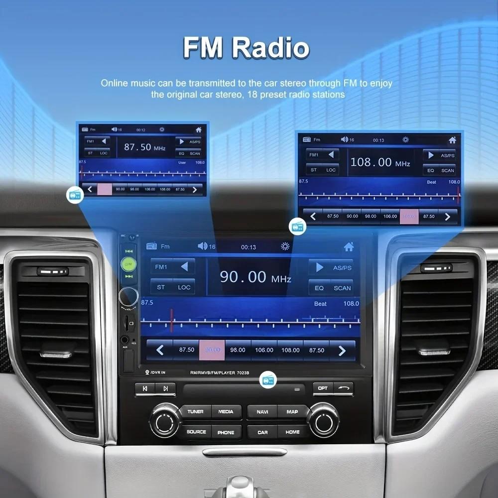 Bileeko 7" Double 2 DIN Car MP5 Player Bluetooth Touch Screen Stereo Radio With Camera