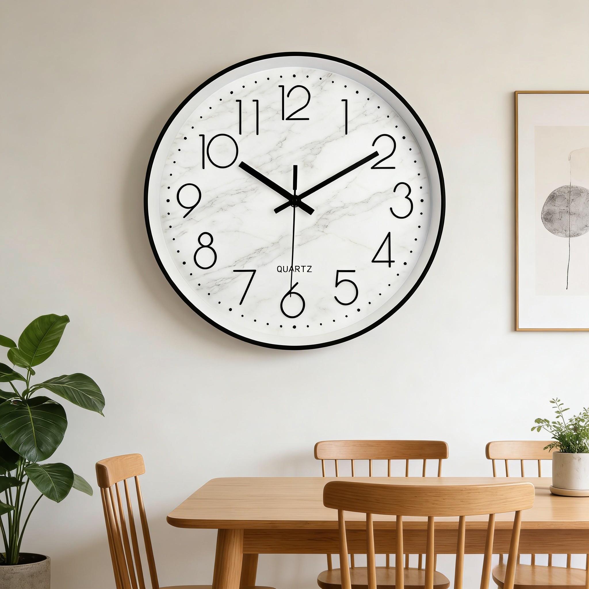Nordic Silent Wall Clock, Creative Marble Pattern Clock, Living Room Decorative Table, Bedroom Silent Sweep Second Wall Clock
