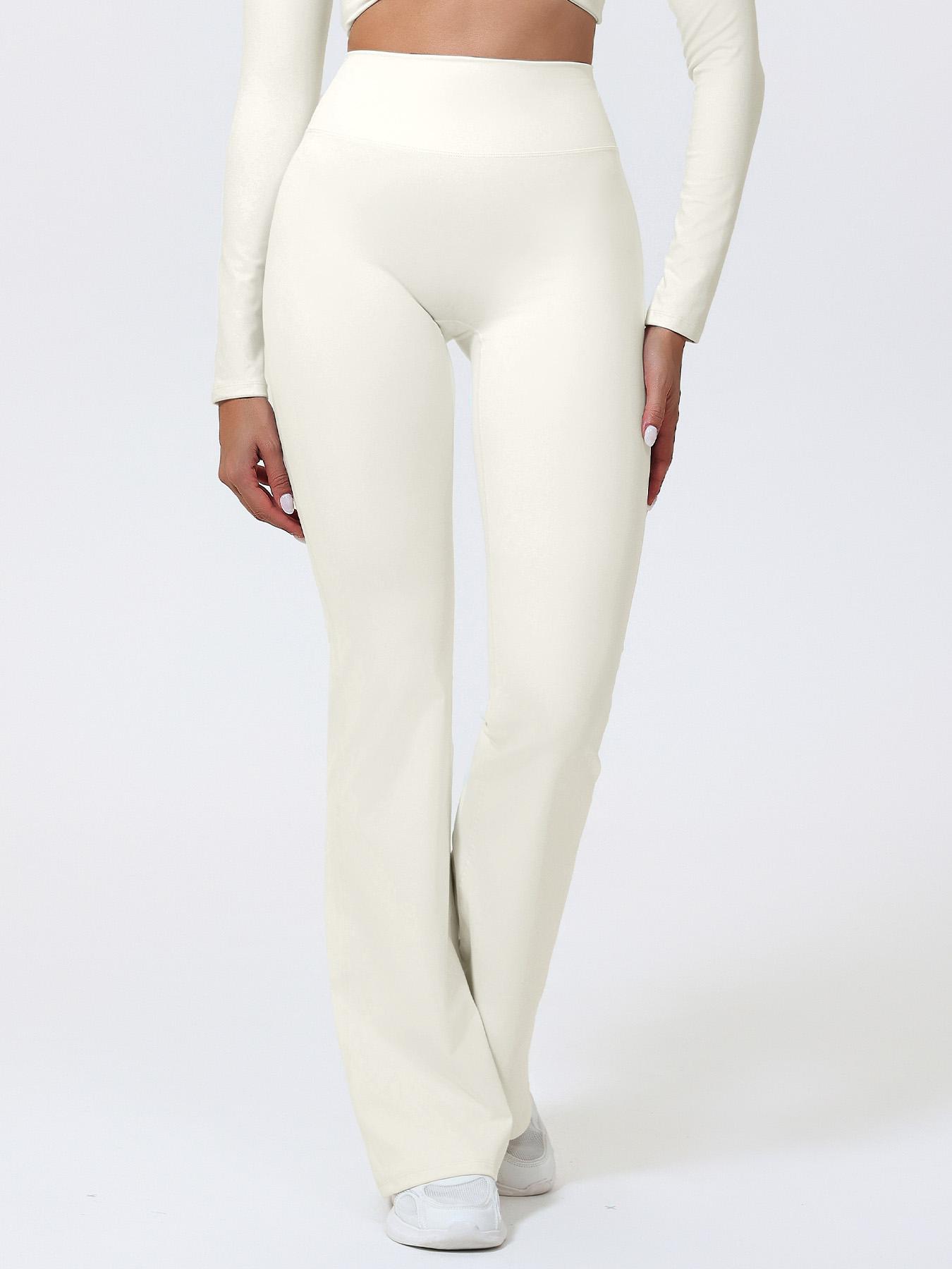 Women's High Waist Yoga Flare Pants, Seamless Butt Lifting Design, No Pockets, Comfortable Sport & Casual Wear, Polyester + Spandex Fabric, High Waisted Leggings