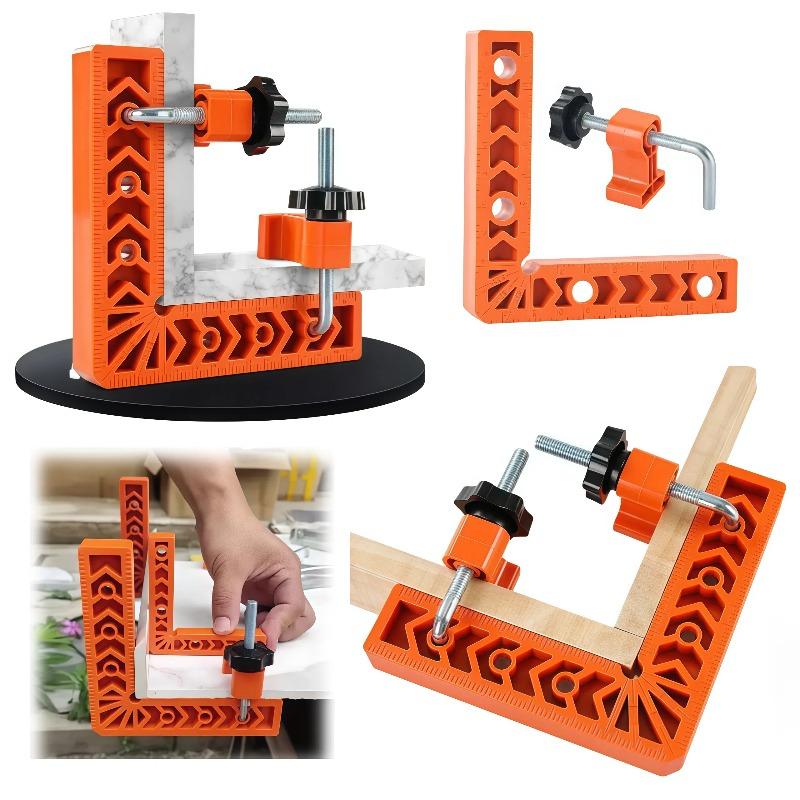 7-piece set of 90-degree precision right-angle jigs, carpenters holding fixing jig tools, jig support molds, and clip buckles are suitable for precise carpenter's corner operation of photo frames/boxes/cabinets/drawers, Clamp With Thread