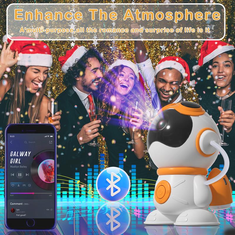 Starry Sky Projector with Remote Control, 1 Count Bluetooth-compatible Speaker Projector, USB Powered Playroom Night LED Light, Projector Lamp, LED Lights for Bedroom Room Decoration Astronaut Starry