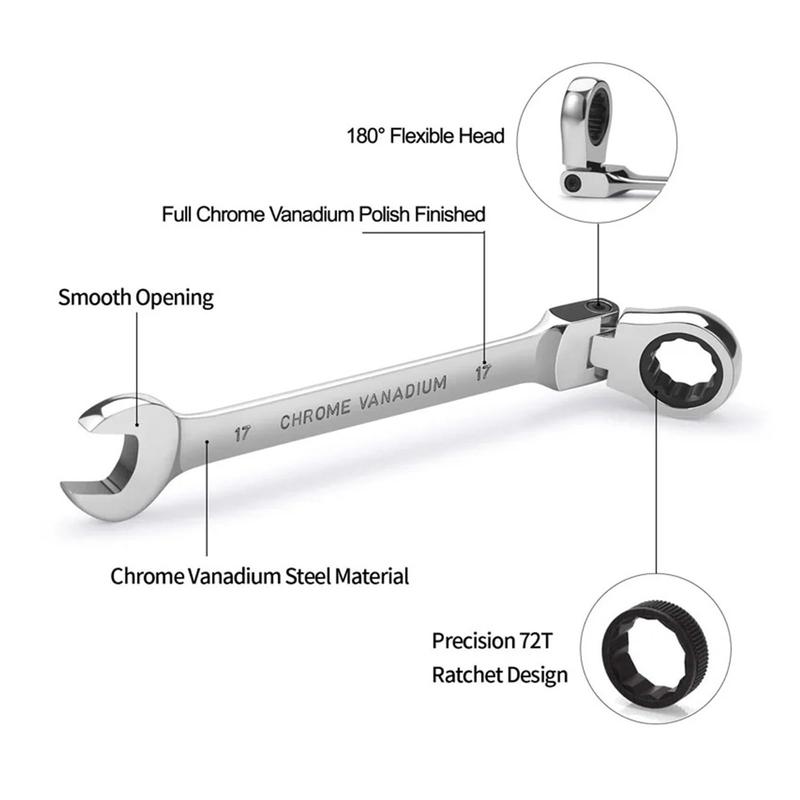 8/14/16 PCSAdjustable Ratchet Wrench Set High-Grade CR-V Structure 180-Degree Flex Head Design Organizer Wrench Kit Chrome Vanadium Steel Manual Tool Socket Wrenches Without Battery 8/14/16 PCSAdjustable Ratchet Wrench Set High-Grade CR-V Structure 180-Degree Flex Head Design Organizer Wrench Kit Chrome Vanadium Steel Manual Tool Socket Wrenches Without Battery