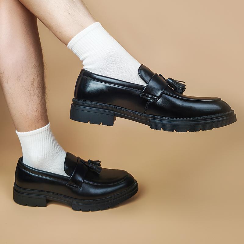 Men's Tassel Slip-On Loafers Comfort Wide Round Toe Non Slip Lug Sole Slip On Dress Shoes Business Office Casual Shoes Footwear Flat Flatform Formal Boy Slipon campingessentials,shoes for back to school,back to school shoes