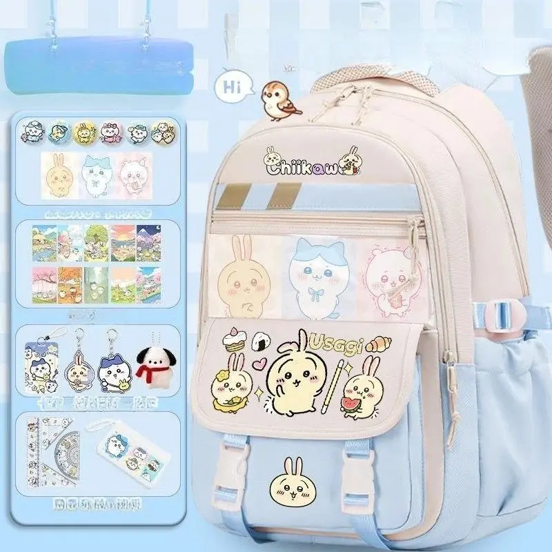 Anime Cartoon Chiikawa School Bag Junior School Primary School Student Hachiware Backpack Usagi Spine Protector Reduce Burden