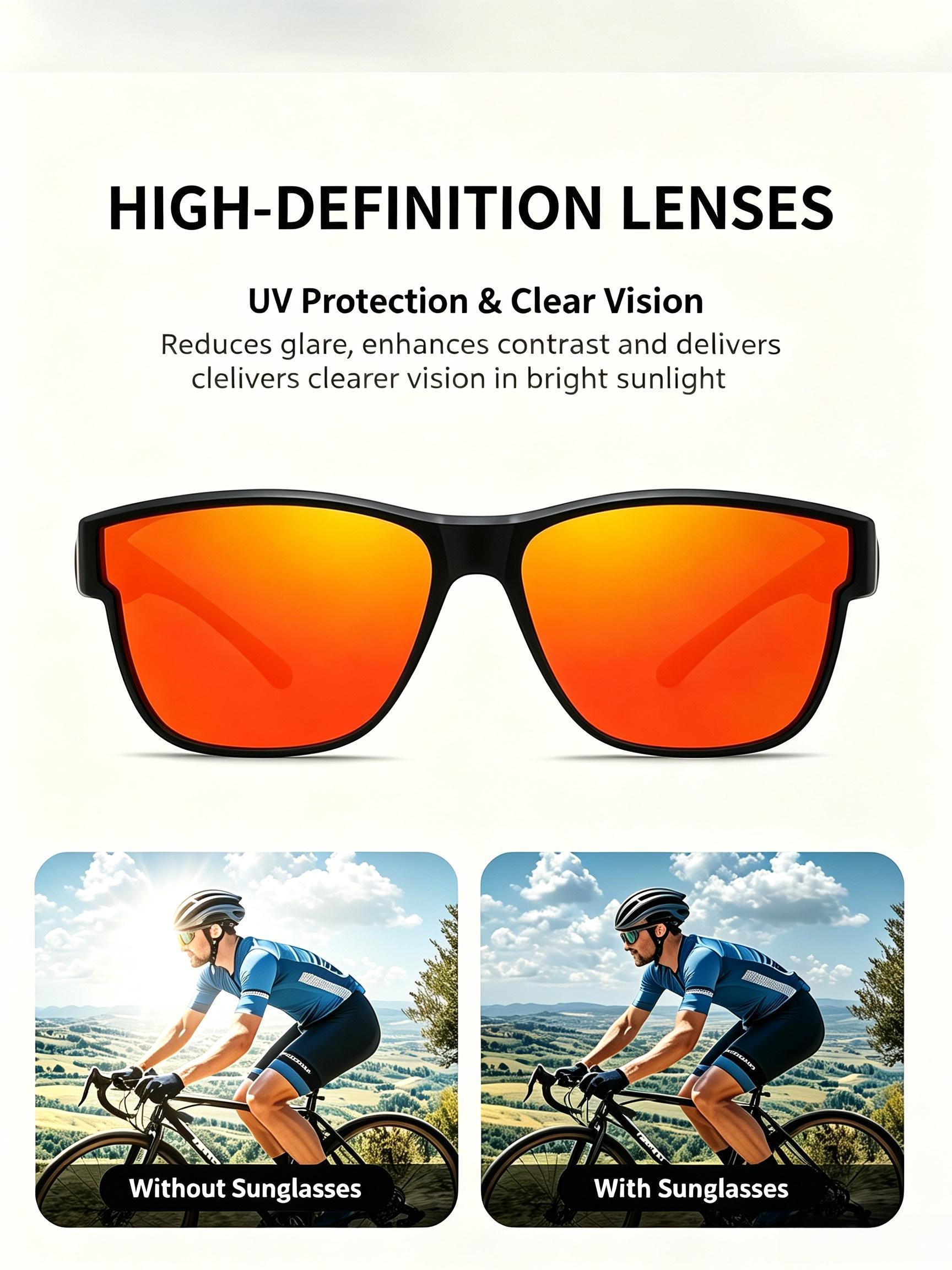 XUH 3pcs Unisex Nylon Flip-Up Overglasses Sunglasses - Black Frame, Silver Mirrored Lenses, UV400 Sun Protective, Easy Adjustment, Dual-Use for Myopia Wearers, Driving, Fishing, Mirrored Shades