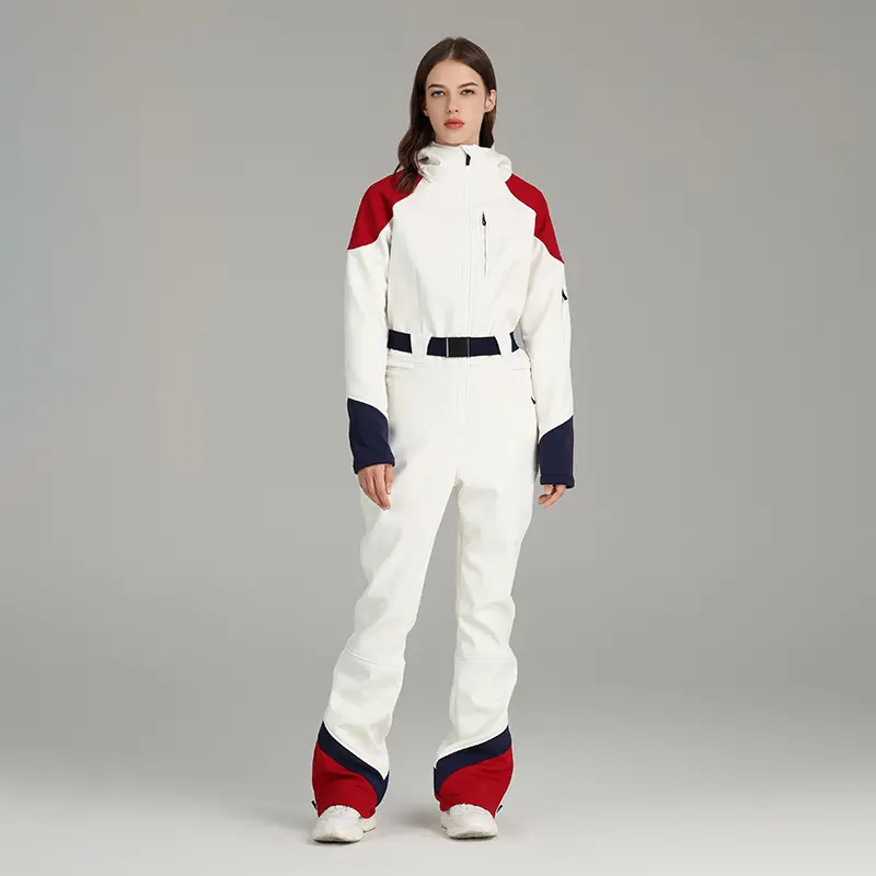 High-elastic slim-fit one-piece ski suit for women, suitable for both snowboard and ski, outdoor waterproof and warm winter ski suit set