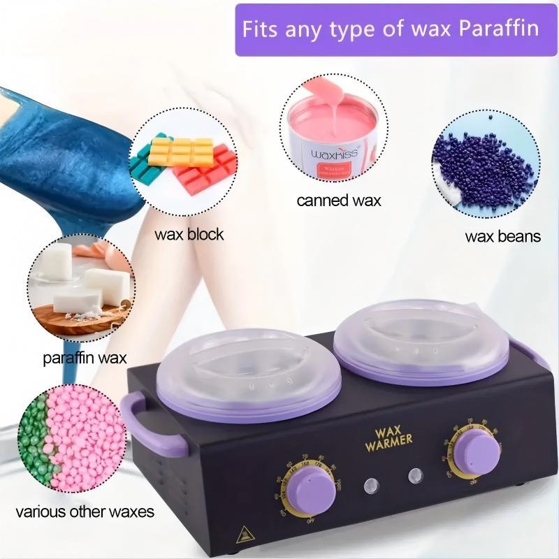 Professional Electric Wax Heater Machine with Adjustable Temperature 0-80°C Dual Pots Fast Overheat Protection for Home Salon Use Hair Removal Waxing Machine for Women Men Compatible with All Wax Types Sleek Design