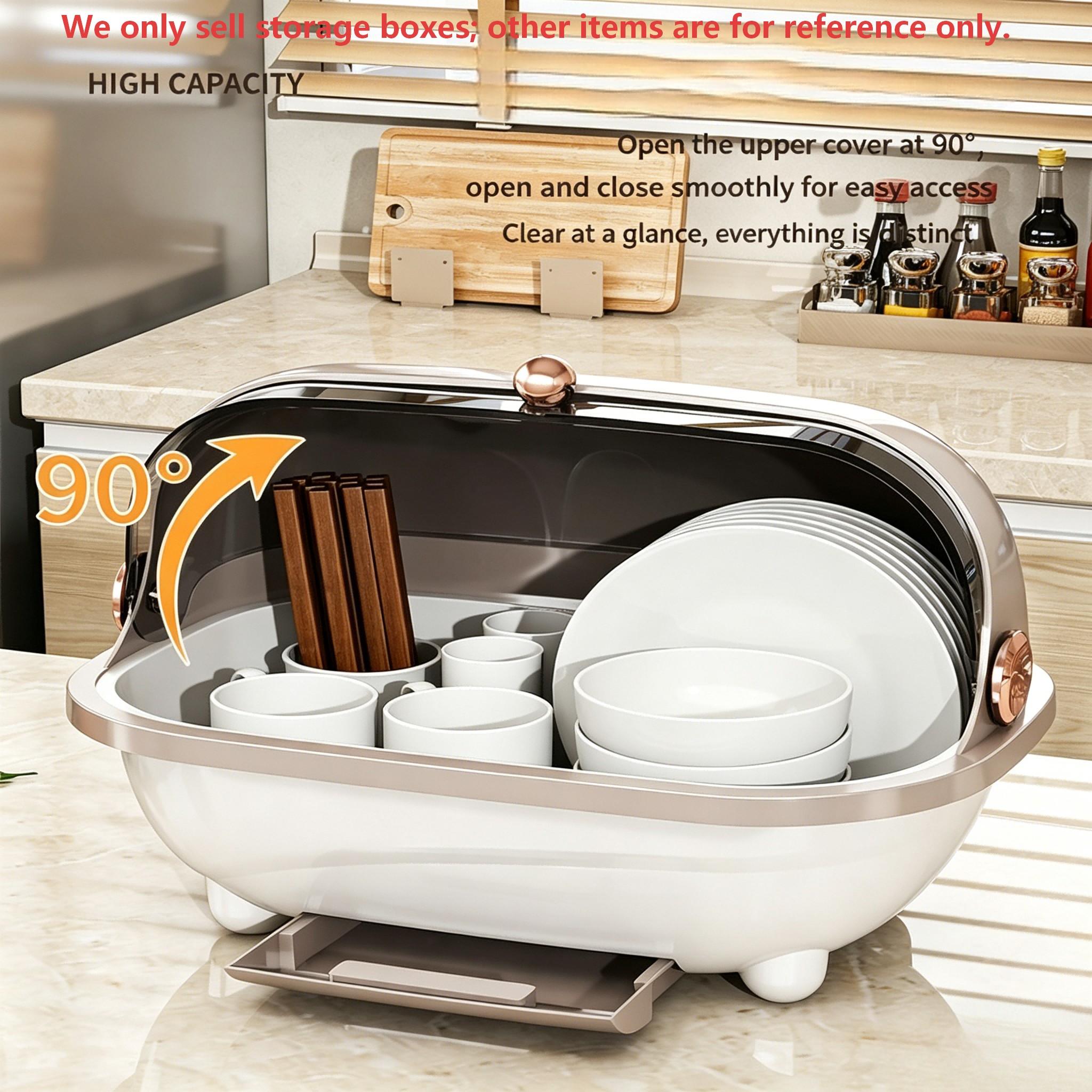 Baby Bottle Storage Box with Lid Drain Rack Countertop Organizer Removable Drying Tray Newborn Nursery