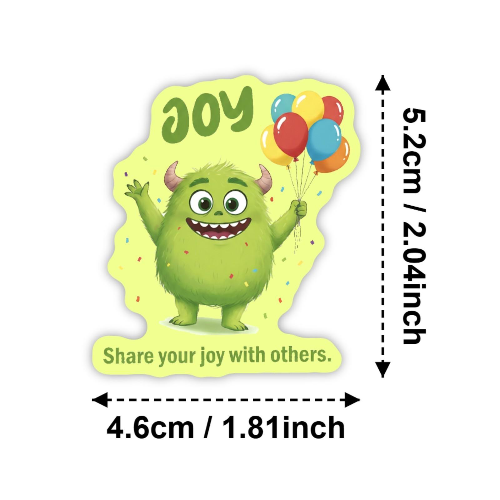 50 Sheets Emotion Recognition Monster Stickers, Mental Health Education Text Stickers, Waterproof DIY Scrapbook Material