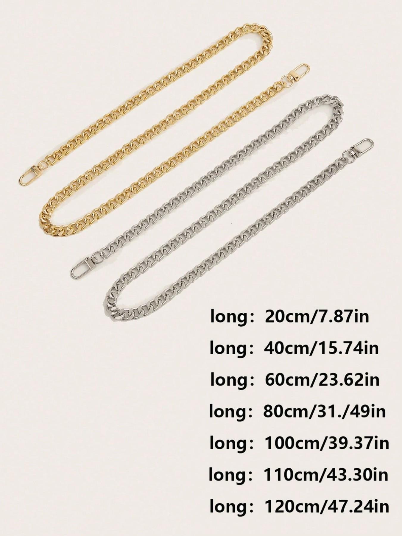 Multi-Size Metal Curb Chain Bag Strap, Silver Color Replacement Shoulder Strap, Removable Adjustable Strap, Detachable Chain Strap, 20-120cm Length, Universal Handbag Accessory, Accessories For Bags