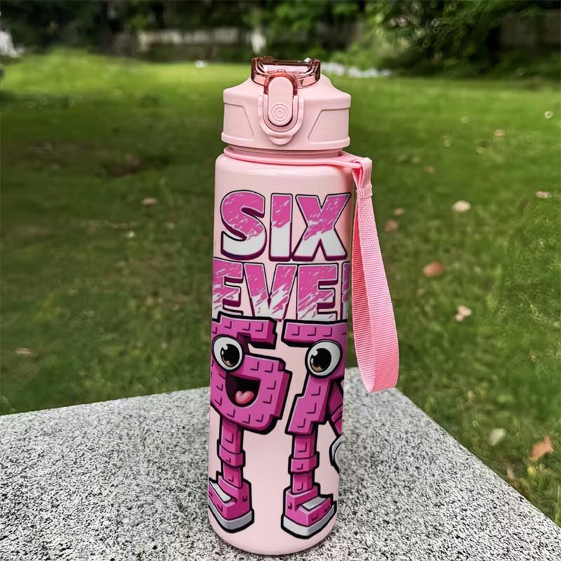 1pc 67 Plastic Water Bottle, Blue,Green,Purple,Pink,Cute Printed Design Plastic Sports Bottle, Flip Top, Reusable, 25oz 750ml Lightweight Leak Proof Travel Drinks Bottle Drinking Cup Running, Ideal Gift for Birthday, Easter, Valentine's Day