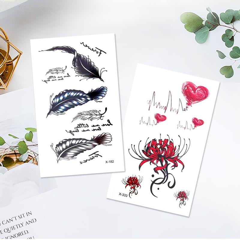 Wig-Flower Temporary Tattoo Stickers: Rose, Butterfly and Multi-Colored Mixed Style Body Art Temporary Tattoos (Suitable for Women, Girls or Kids)