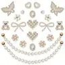 SOGLLQAM Shoe Charms for Women – Pearl & Flower Rhinestone Chain Shoe Decorations, Bling Accessories for Party & Birthday Footwear Shiny