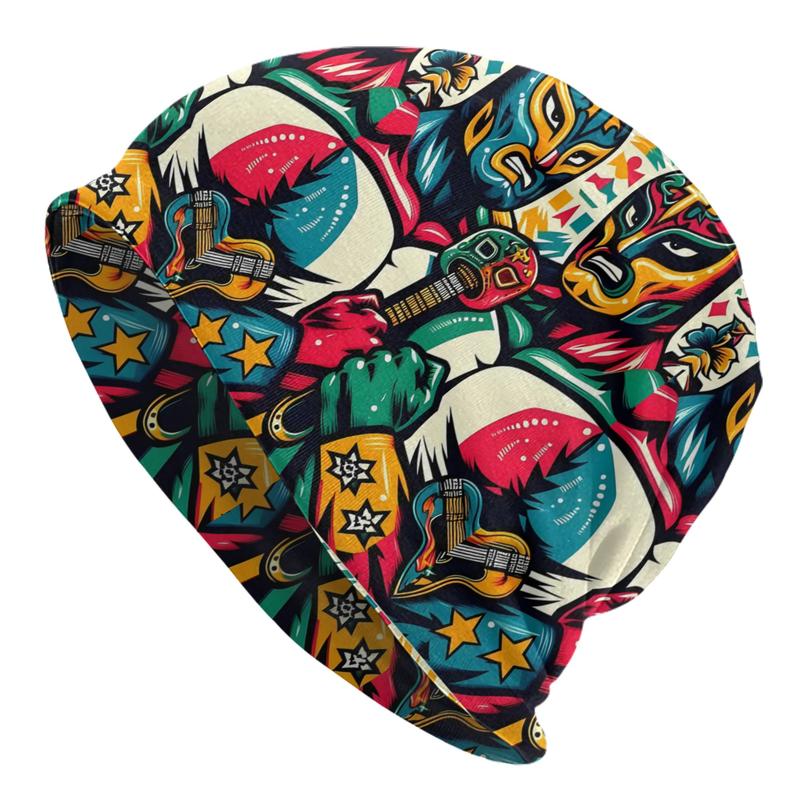 Mexican Wrestling Spring and Autumn Soft Hat Sports Hoodie Breathable Fitness Knitted Hat Warm Running Fashion Printed Graphic Hat Outdoor Sports Elastane BIIHUDU Brand