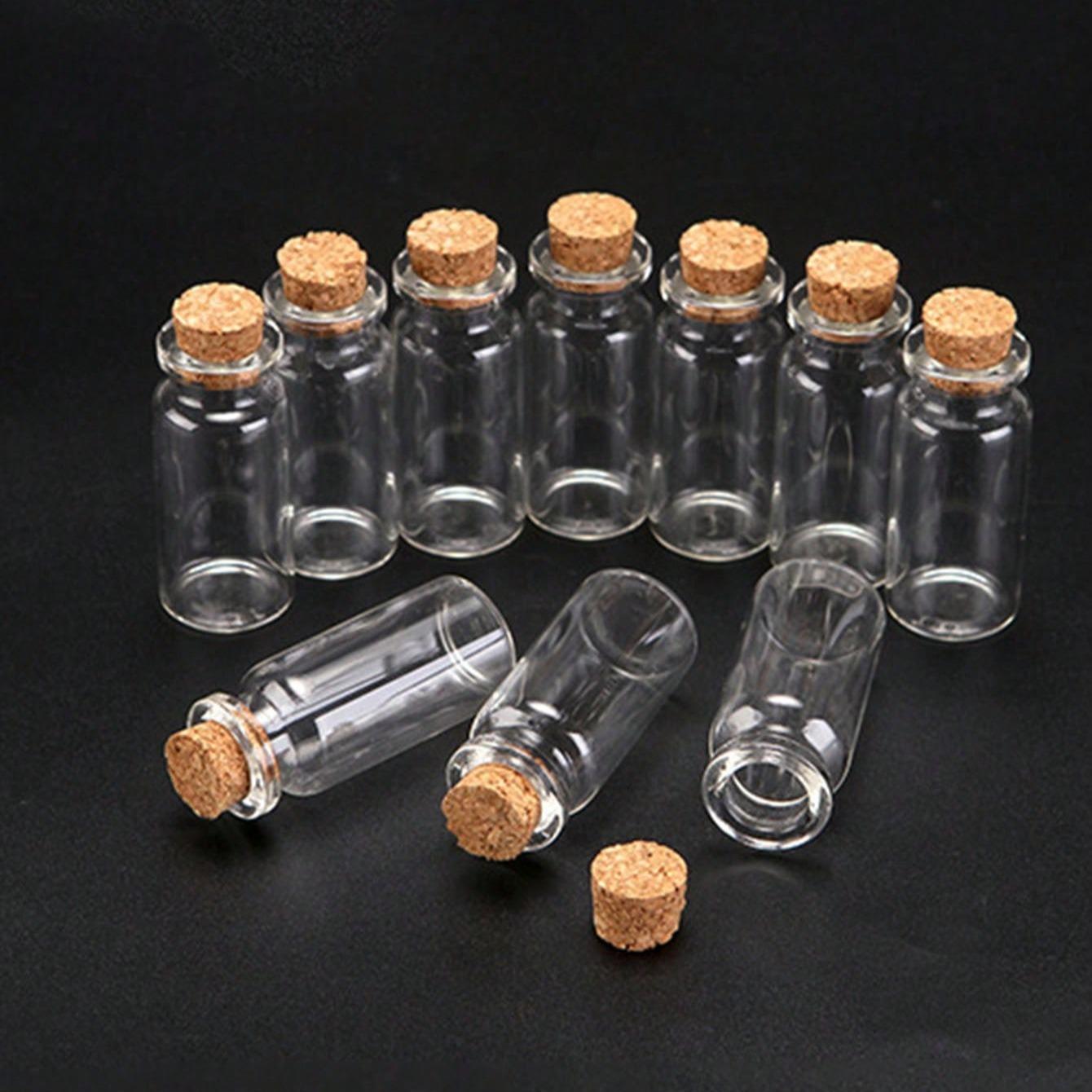 10 Mini Glass Bottles with Lids for DIY Decoration, Small Wish Jars for Messages, Perfect for Crafts and Gifts