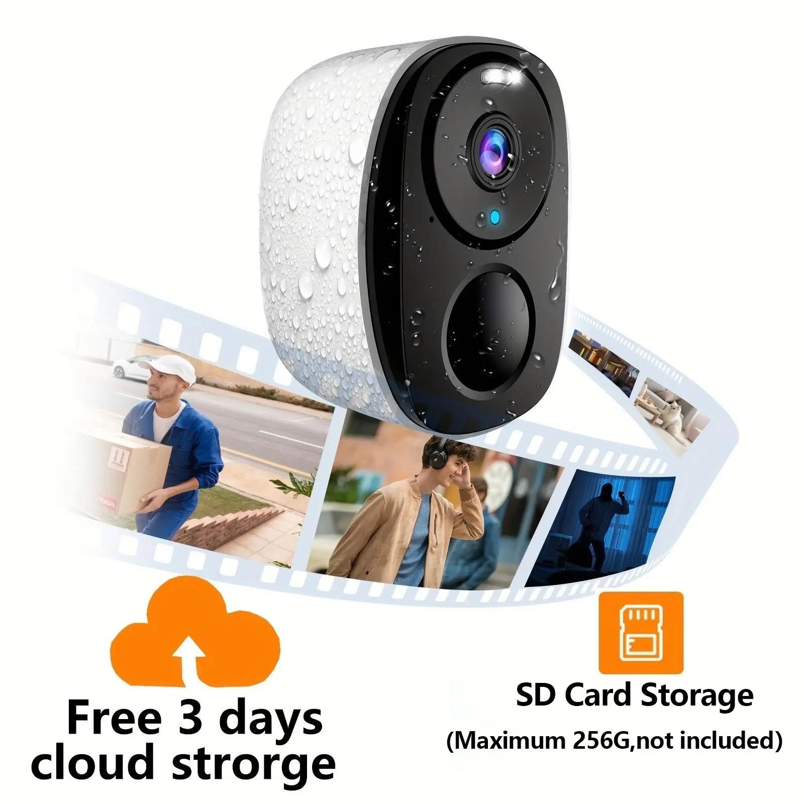 Wireless WiFi Security Camera, Battery Powered, 4000mah Capacity, Long Standby, Night Vision, Motion Detection, Home Monitoring for Seniors and Kids