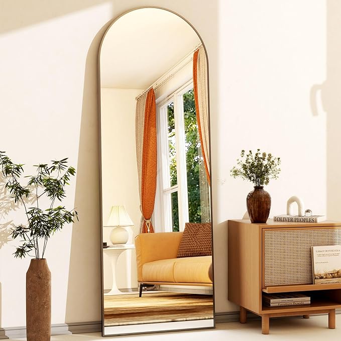 64"x21" Arch Floor Mirror, Full Length Mirror Wall Mirror Hanging or Leaning Arched-Top Full Body Mirror with Stand for Bedroom, Dressing Room, Black