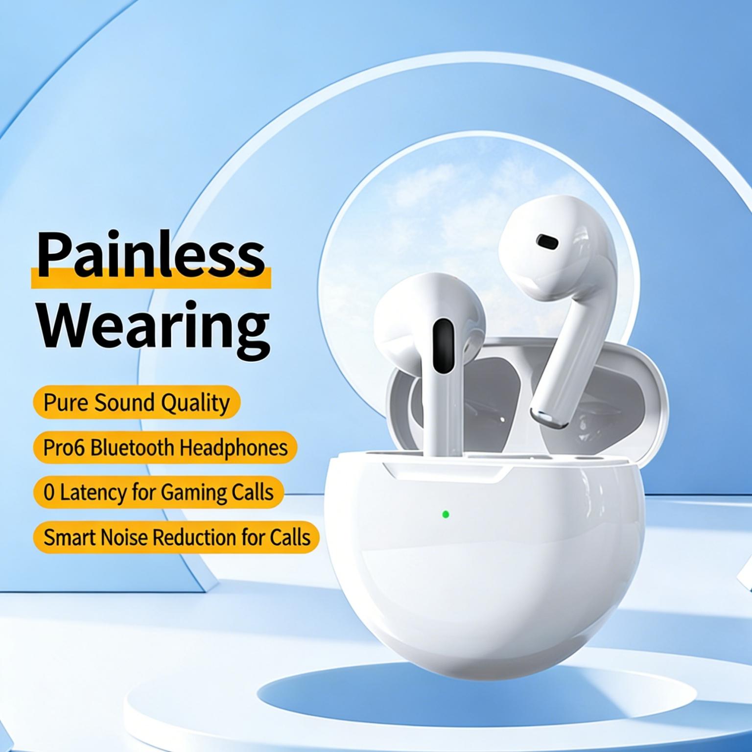 True Wireless Stereo Bluetooth-compatible Headphones, Low Latency Audio, Long Battery Life Smart Touch Control, USB PD Charging, PC & Laptop Compatible