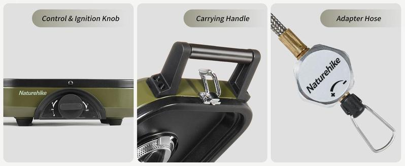 Naturehike 2-Burner Folding Camping Stove with Griddle – 16000 BTU Portable Gas Stove, Adjustable Burners,Lightweight & For Camping, Tailgating Outdoorfun Hiking Essentials