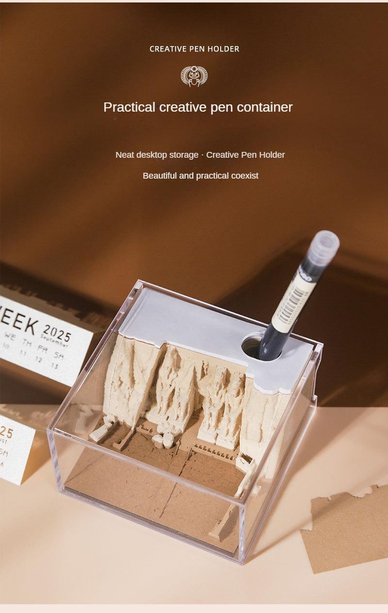 3D Egyptian Temple Calendar, Hand-Torn Paper Sculpture, Magical Art Desktop Ornament, Tear-Off Notepad & Memo Pad, Creative Gift for Home/Office, Perfect Birthday/Christmas/New Year Gift