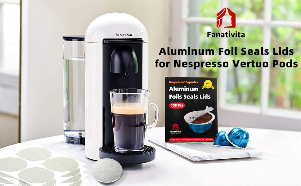 Aluminum Foil Seal Lids for Pods Vertuo, Compatible with Vertuo Reusable Pods, 200Pcs Coffee Pods Lids (62mm)