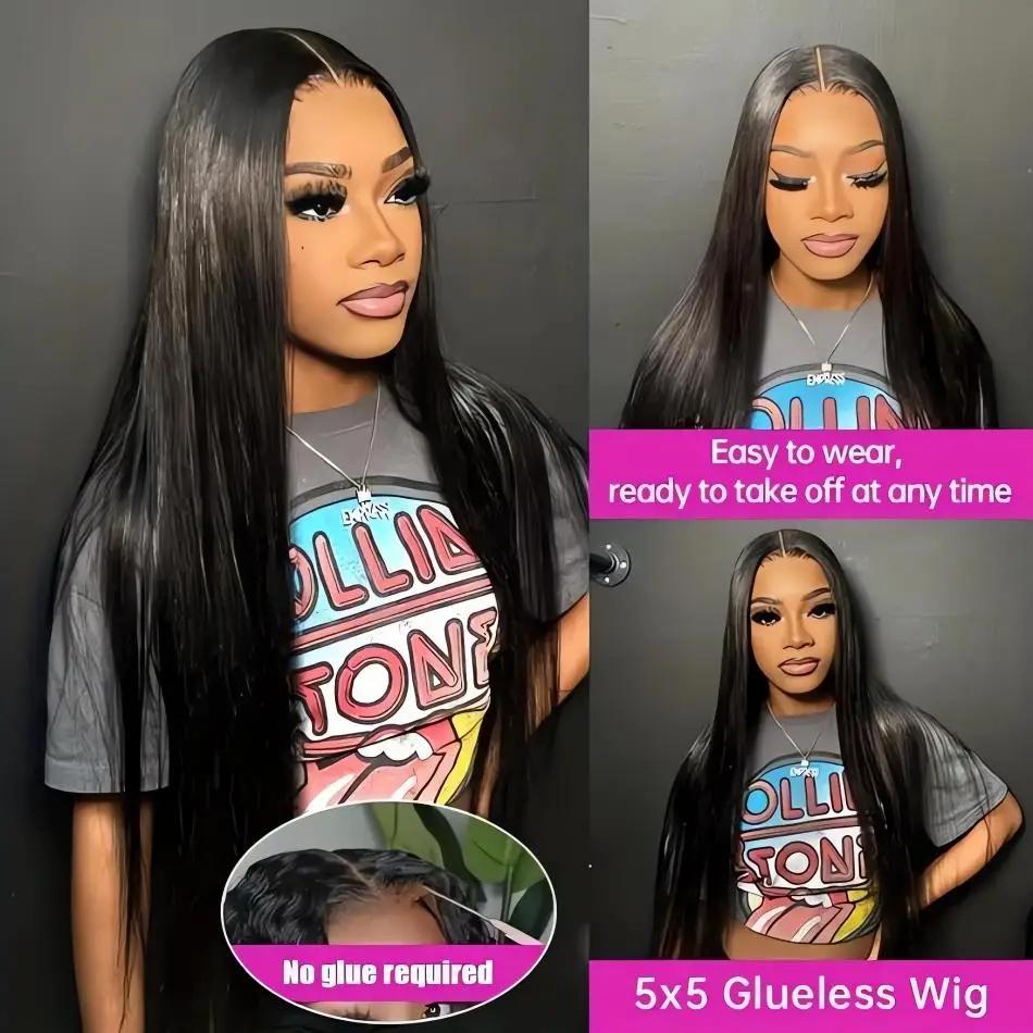 Bling Hair Glueless Bone Straight 5x5 Hd Lace Frontal Wig 13X6 13X4 Black Lace Front Wig Human Hair 5x5 Natural Brazilian Transparent Wigs