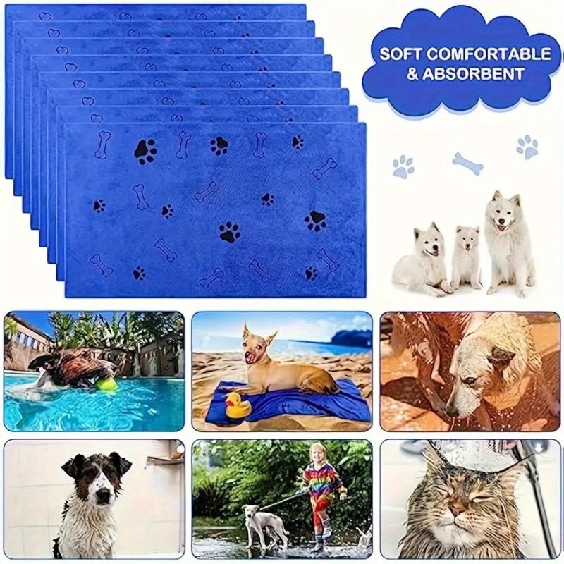 2 Pack Quick-Dry Pet Towels, 13.78x39.37 Inches, Soft Absorbent Polyester, Fun Claw Print Design, Ideal for Bathing & Grooming
