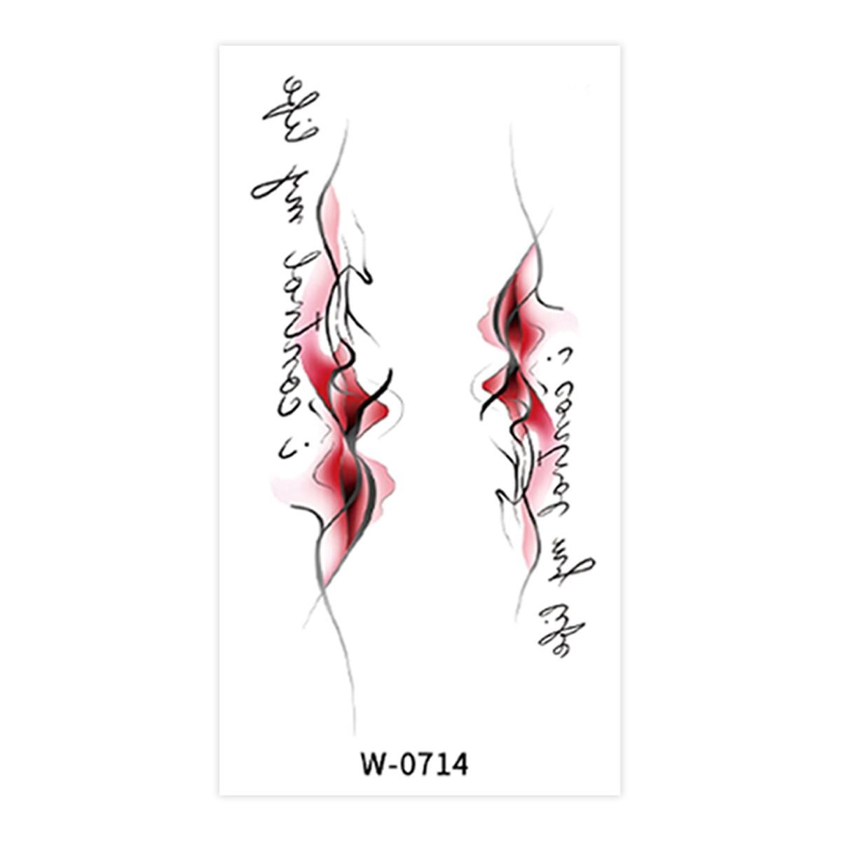 Elegant Floral Calligraphy Tattoo, Waterproof Sexy Body Art for Women, Trendy Body Stickers for Party, Contemporary Style, 1pcs