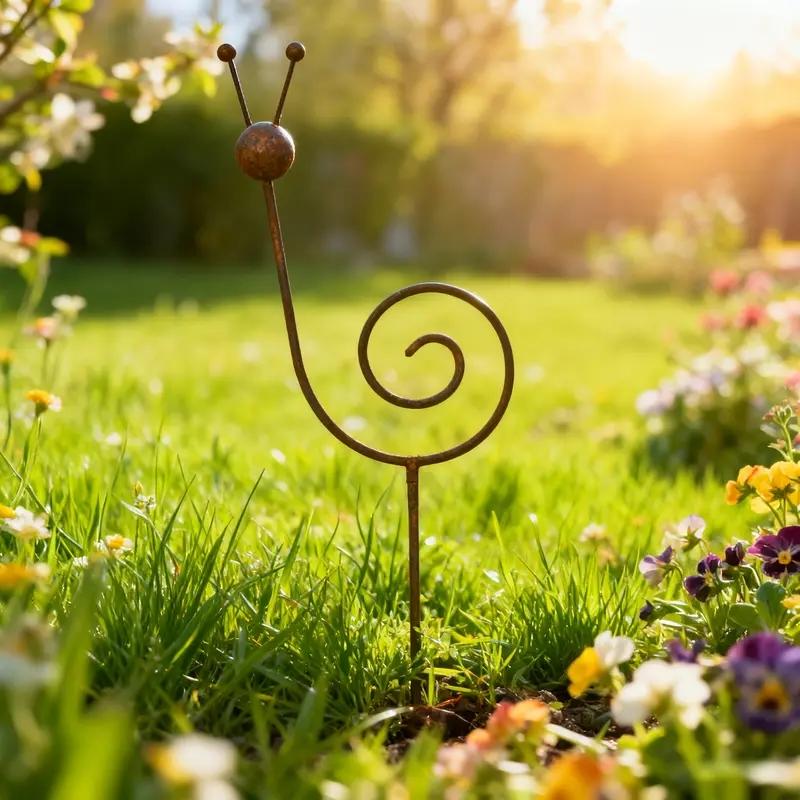 Rusty Metal Snail Plant Support, Minimalist Garden Ornament, Retro Snail Statue for Yard, Lawn & Garden Decor, Perfect Gift