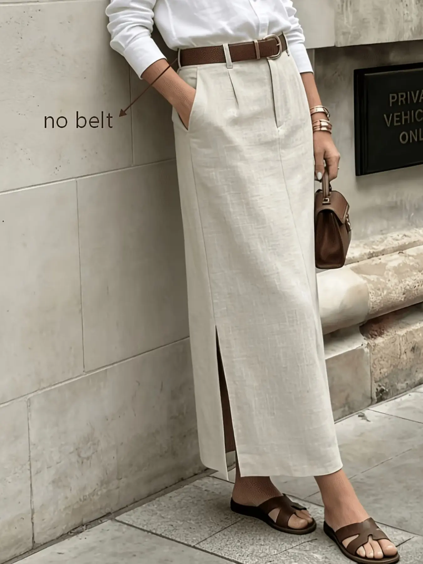 Women's Elegant Solid Color Long Skirt with Split Design, Loose-Fitting Boho Style, Perfect for Office and Daily Wear, All Seasons, Clothes