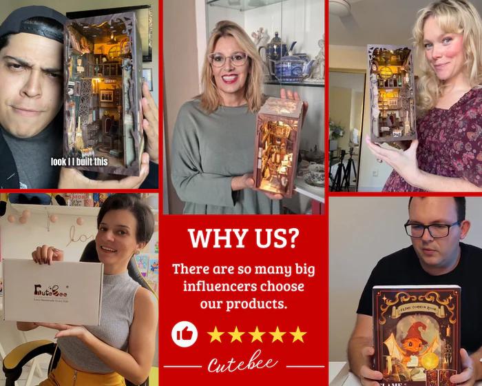 CUTEBEE Darkness Common Room DIY 3D Book Nook Kit  Magic Series Miniature Bookcase with LED Lights Handmade Creative Toy for Teens Adults Holiday Christmas Black Friday Gift Dust Proof Home Decor Magical Ambiance