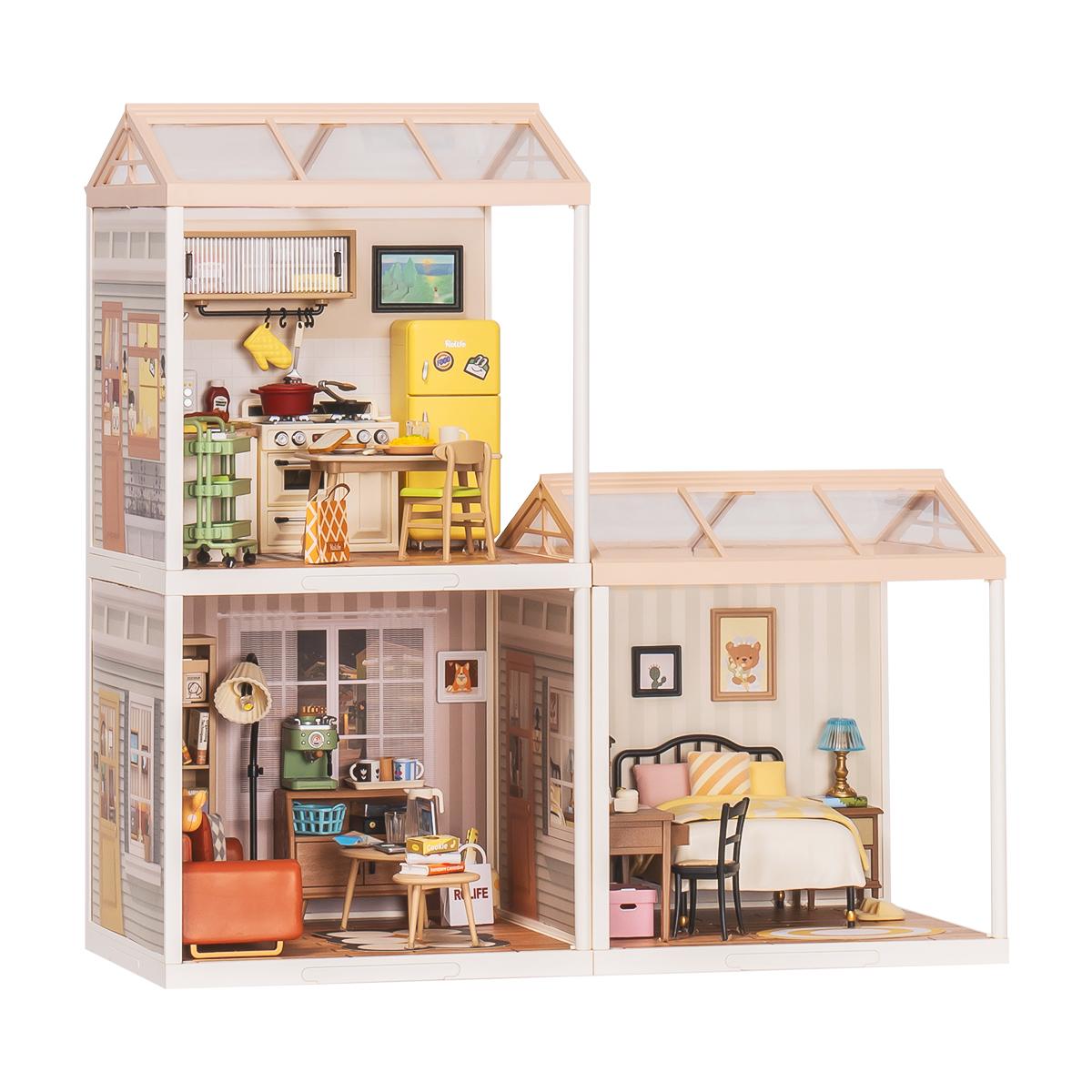 Rolife DIY Miniature Dollhouse Kit Super Store Series Plastic Building Blocks Kits Mini Dollhouse Plastic Tiny Room Craft