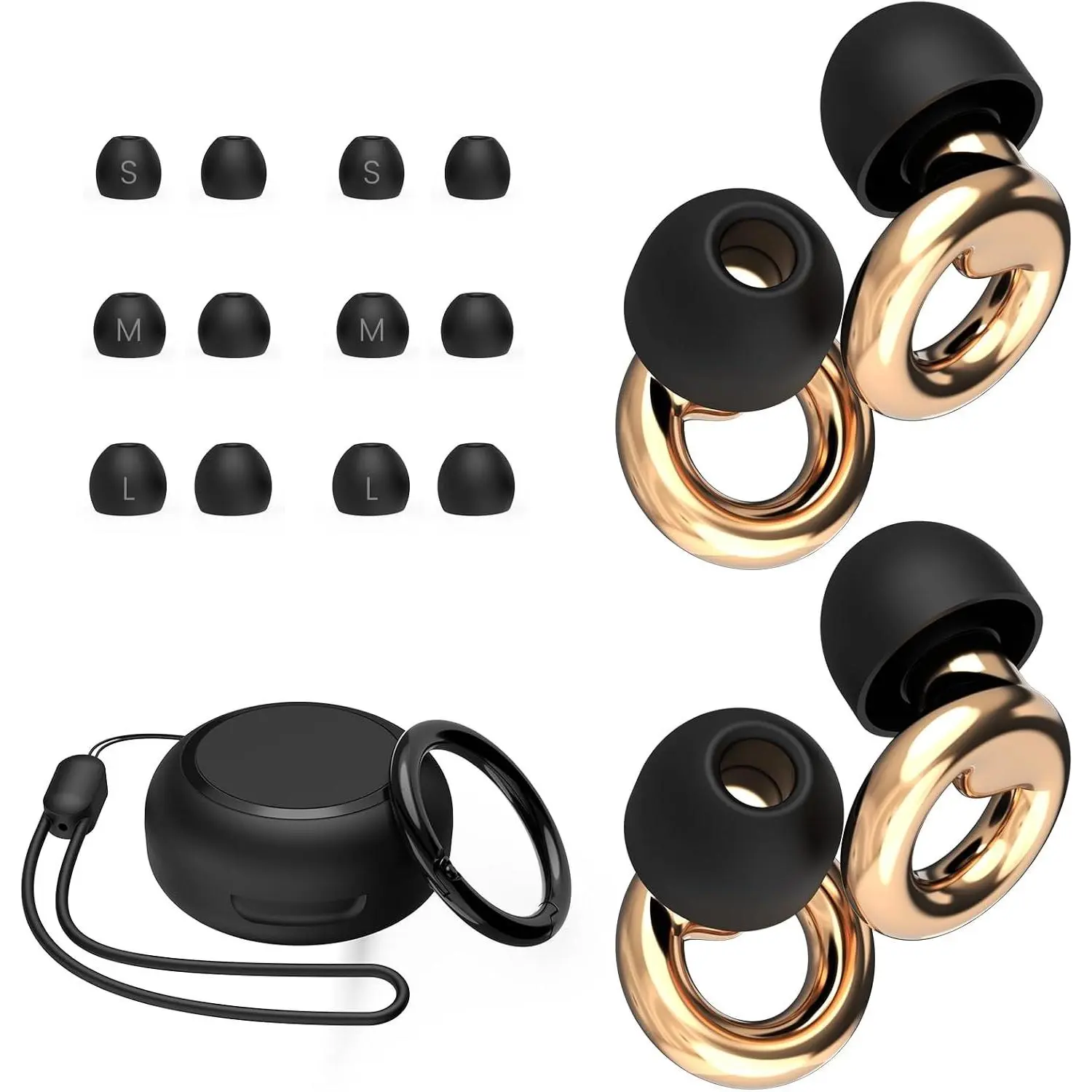 Ear Plugs for Sleeping, 2 Pairs Stylish Reusable Noise Reduction Earplugs with 8 Pairs Tips & Case, Hearing Protection Earplugs for Concerts, Travel, Work, Live Events - 25dB-30dB