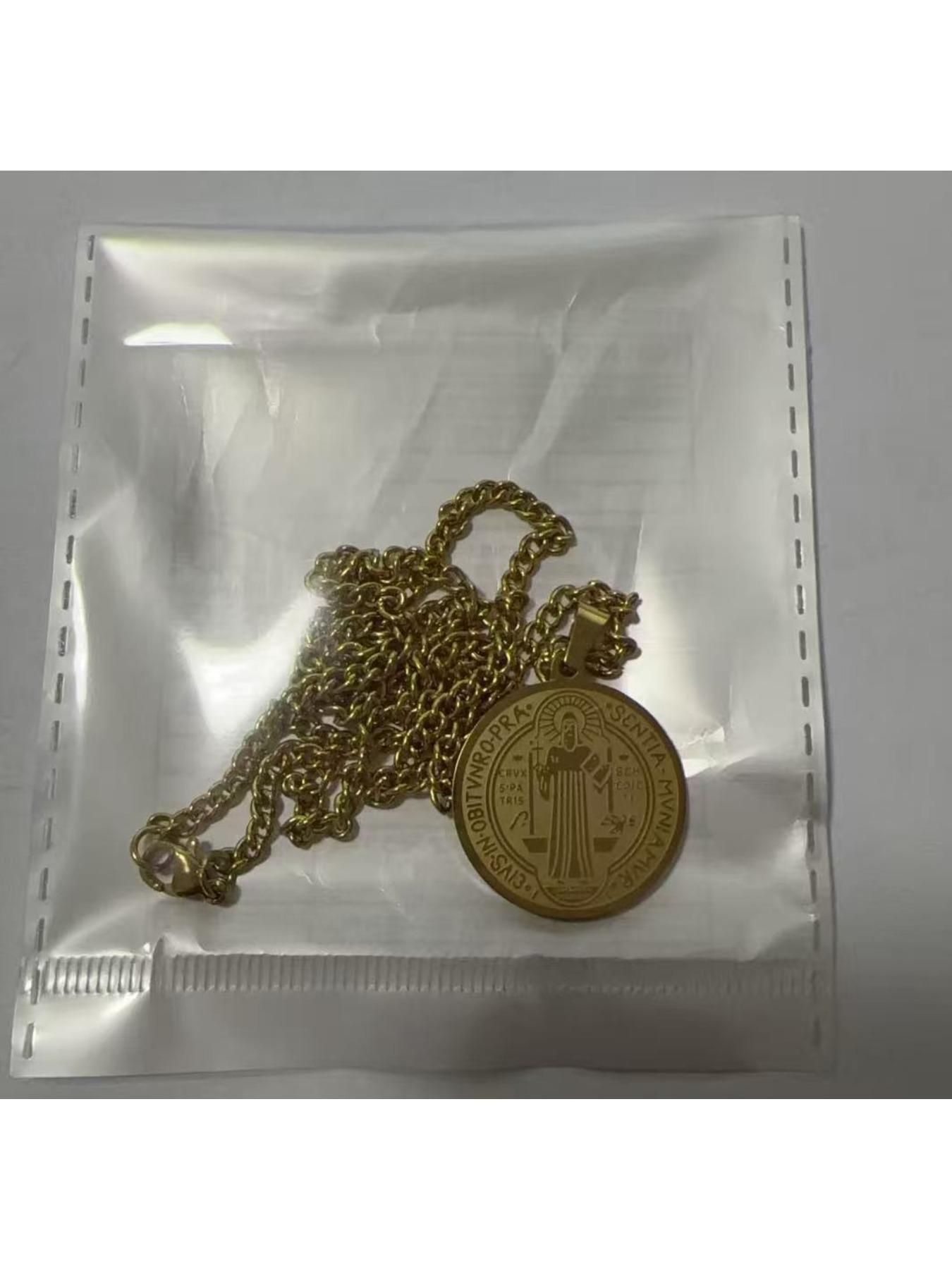 Vintage Engraved Coin Pendant Necklace, Titanium Steel Non-Tarnish Chain, Hip Hop Streetwear Jewelry