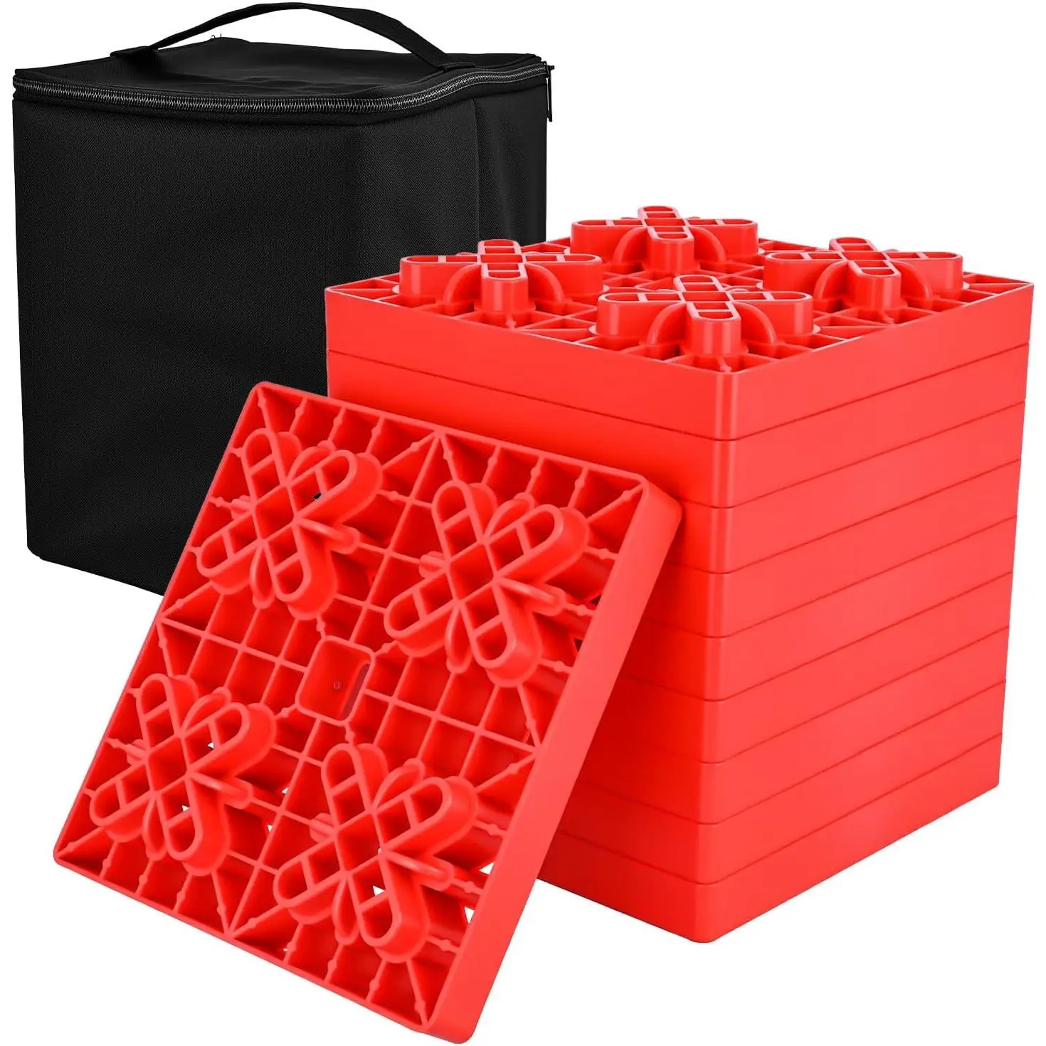 Nilight 10-Piece RV Leveling Blocks Kit - High-Density PP Interlocking Pyramid Stabilizer, Customizable Height, Solid Bottom, Carrying Bag Included, 11000 lbs Capacity for RVs & Trailers
