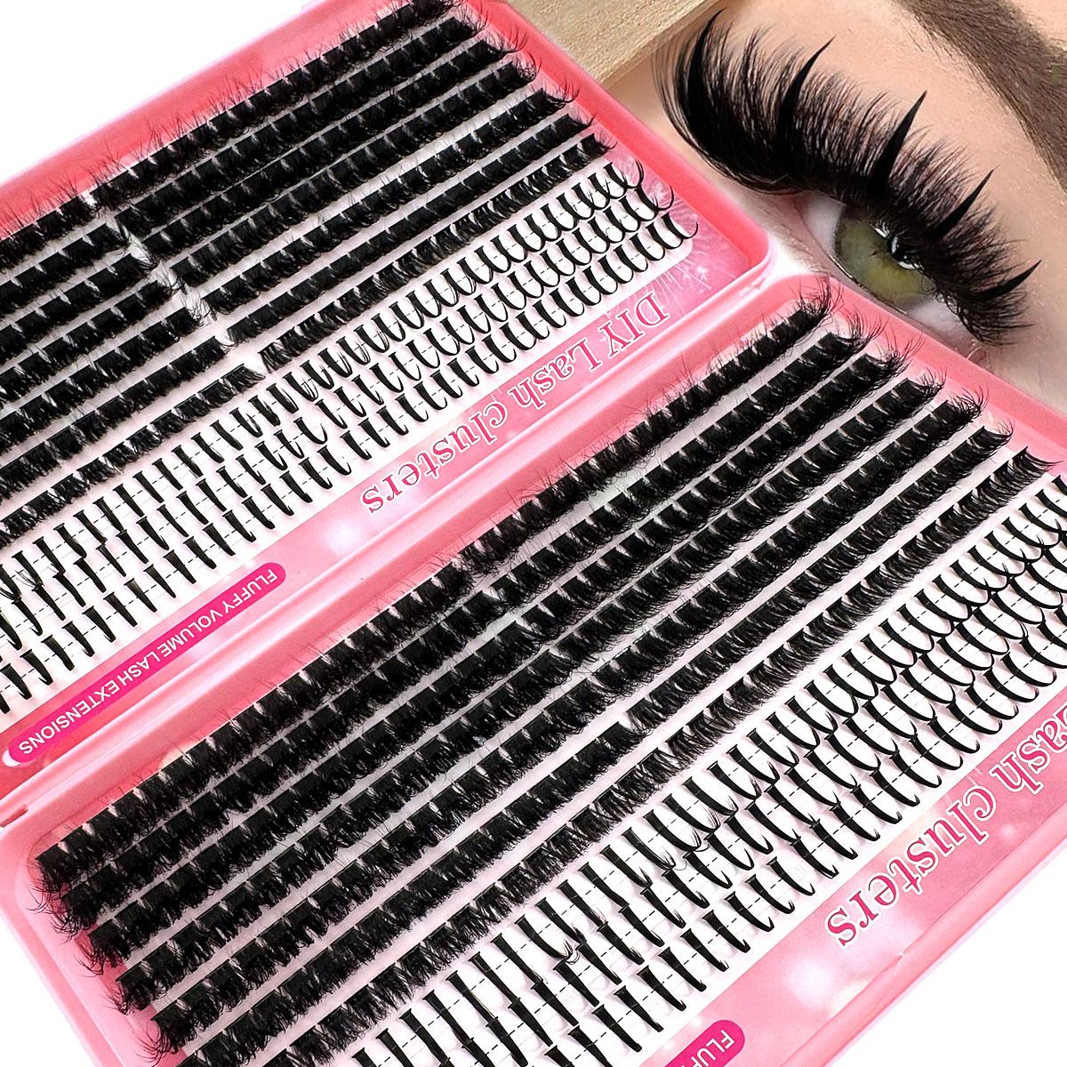 200D/150D/120D/100D/80D/60D/50DUniversal Eyelash Bundles 5-In-1 Set, Long 8-16mm Lashes for DIY Extensions, Perfect for Daily Makeup & Cosplay Events，suitable for daily life&weddings&dates&parties&music festivals&Halloween use, Lashes Clusters Kit