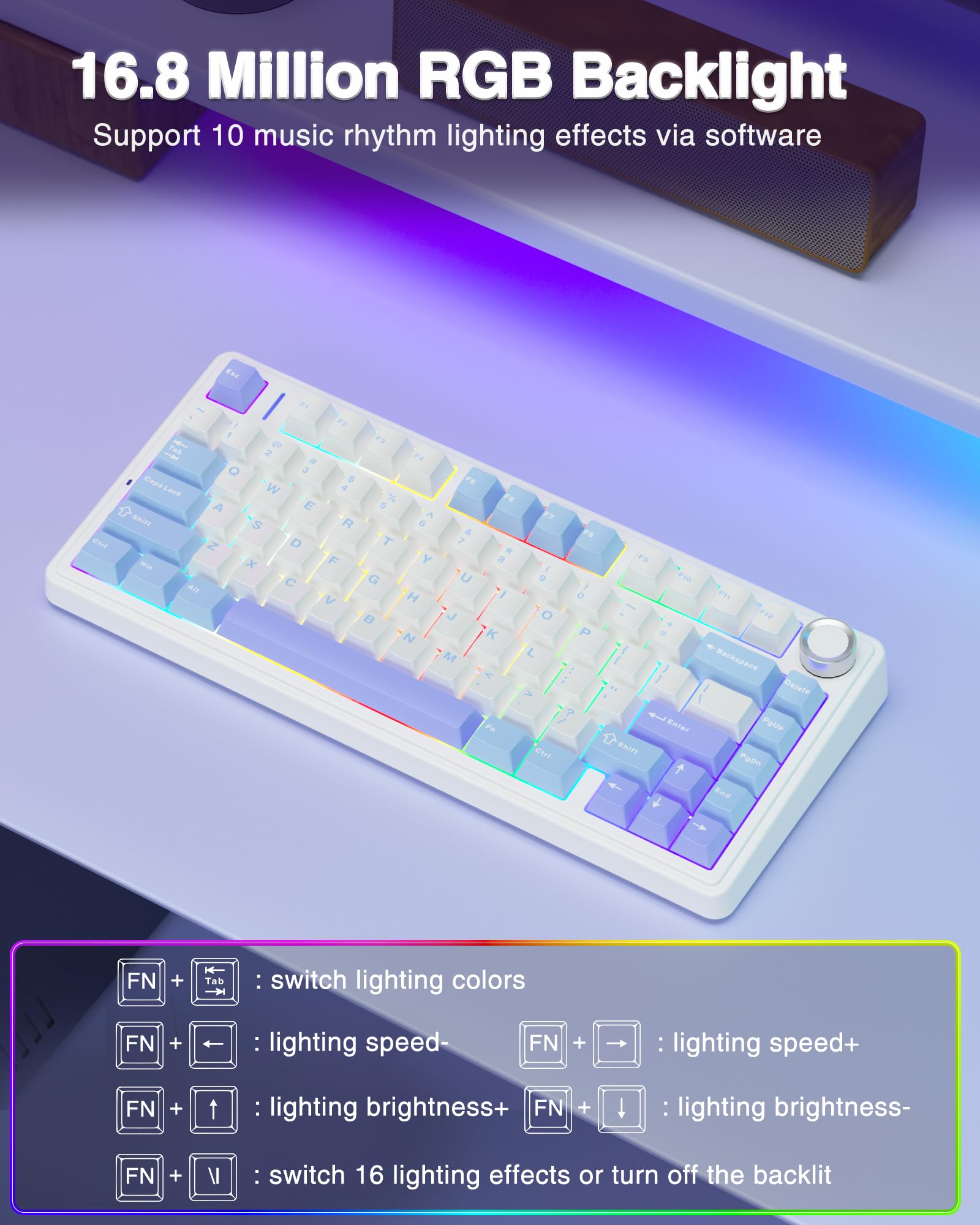 AULA F75 Custom Wireless Mechanical Gaming Keyboard, 75 Percent Gasket Hot Swappable Keyboard, RGB Rainbow Backlit Gaming Keyboard,Tri-Mode, creamy keyboards budget keyboard  office computer accessory purple volume Knob Control TikTokShopfalldealsforyou