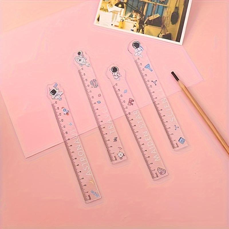 Transparent Astronaut Cartoon Ruler Set, Cute Measuring Tool for School Home Office Use, 1/4/8 PCS Pack, Ideal Gift for Kids and Adults