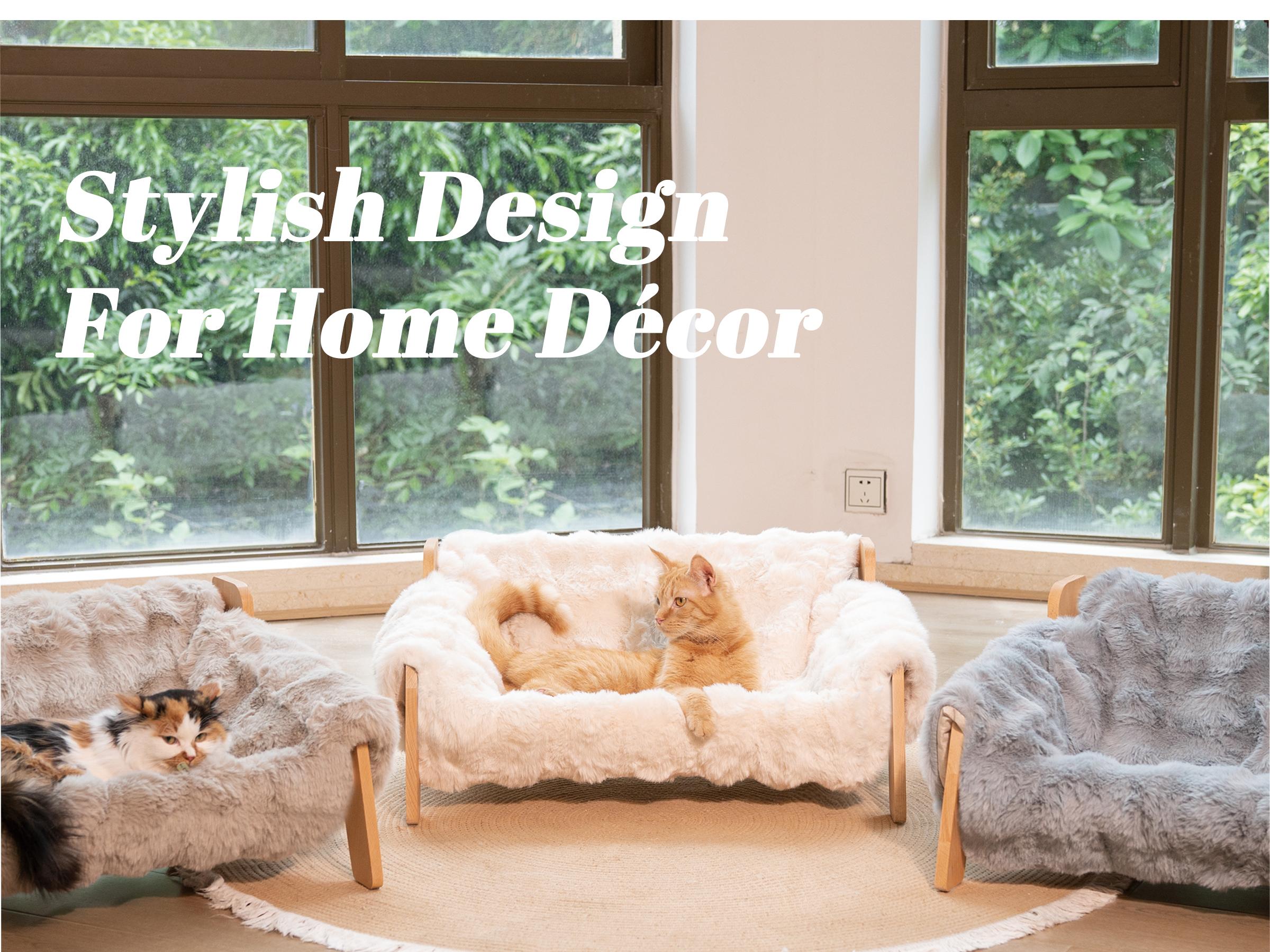Elevated Pet Couch Bed, Solid Wood Sofa for Cat and Small Dog , Removable Washable Fluffy Cover Raised, Kitty Lounge Chair Suitable for Puppy for Indoor #DealsForYouDays