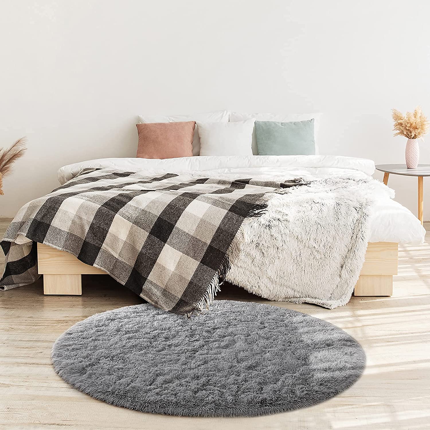 Lochas Round Rug for Bedroom,Super Fluffy Circle Rugs for Baby Nursery,Furry Carpet for Children Kids Room,Cute Soft Shaggy Area Rug for Girls Home Decor For Dorm Non-slip