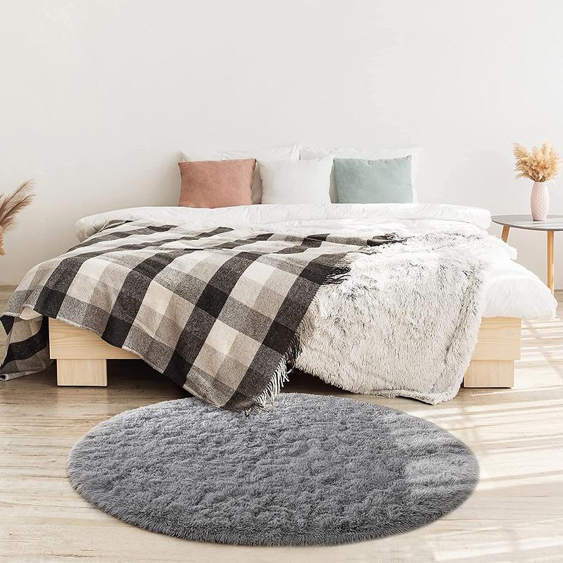 Lochas Round Rug for Bedroom,Super Fluffy Circle Rugs for Baby Nursery,Furry Carpet for Children Kids Room,Cute Soft Shaggy Area Rug for Girls Home Decor For Dorm Non-slip