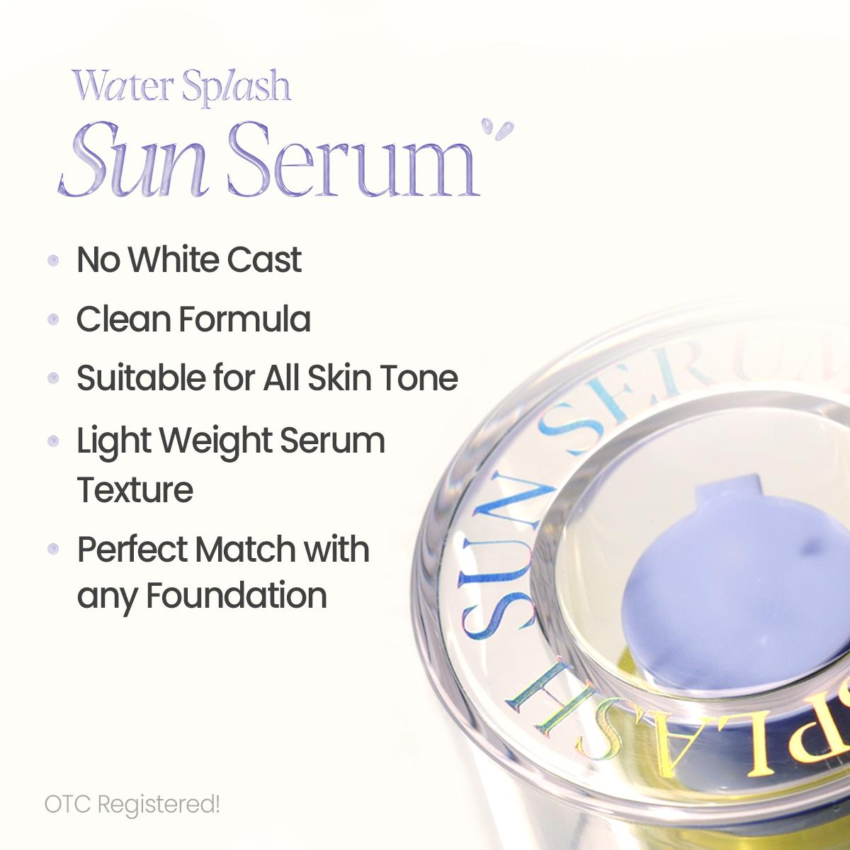 [Espoir Official] Water Splash Sun Serum SPF 50+ | Lightweight Hydrating Sunscreen with Hyaluronic Acid, Peptides & Caffeine, Translucent Finish | Vegan K-Beauty