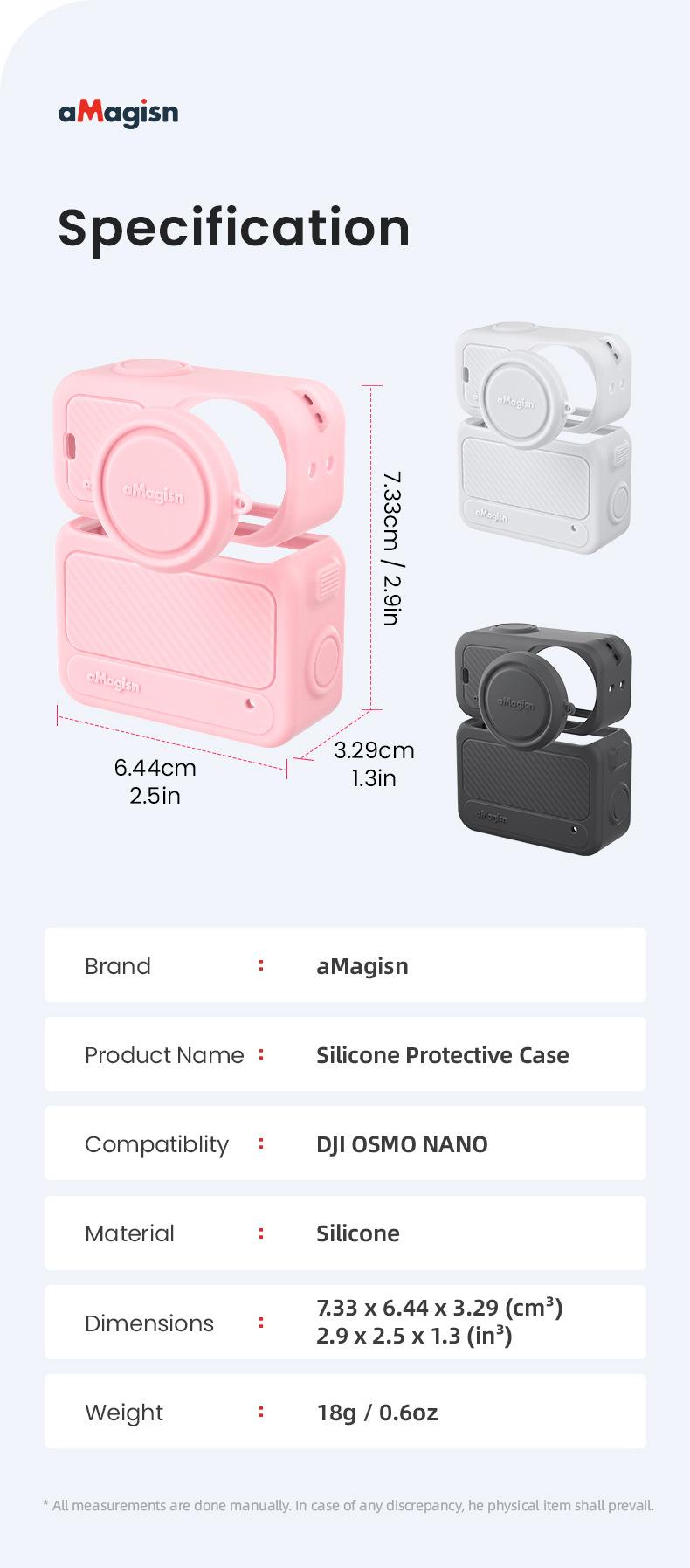 for Osmo Nano Silicone Protective Case, Black/Pink/Grey, Perfect Camera Accessories for Holiday Travel and Outdoor Sport, Camera Screen and Lens Protector | Convenient Installation | Full Protection | Free Lens Cap Anti-Lost Lanyard & Wrist Strap