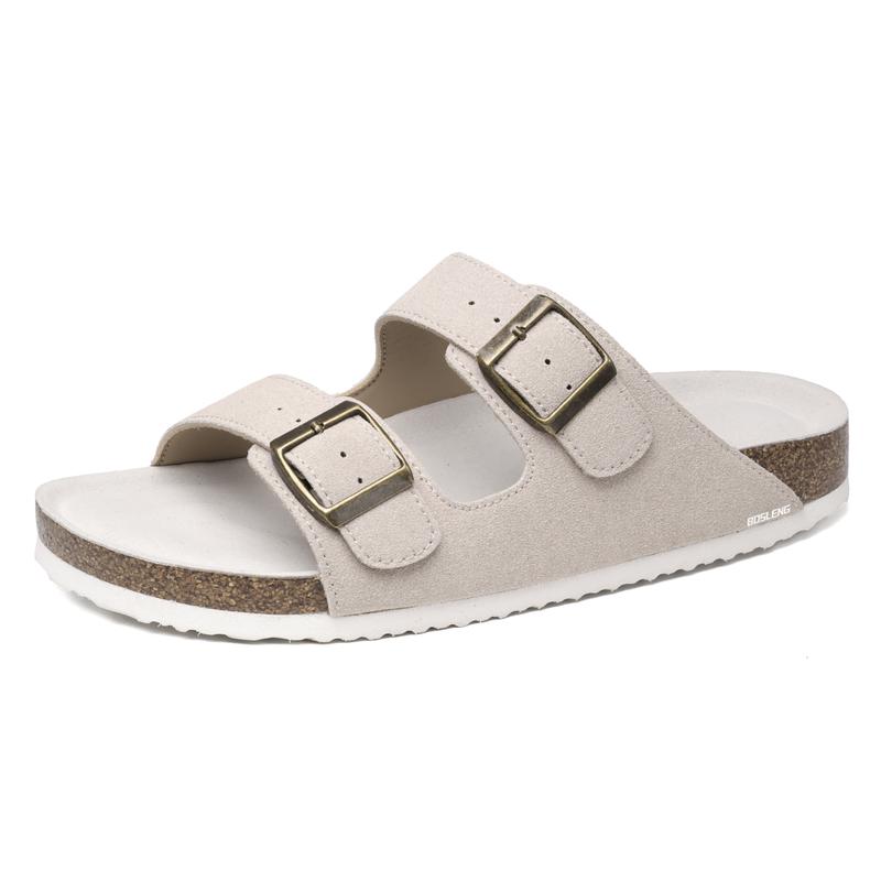 Women's Casual Slide Sandals With Cork Footbed Double Adjustable Buckle For Summer Everyday Wear