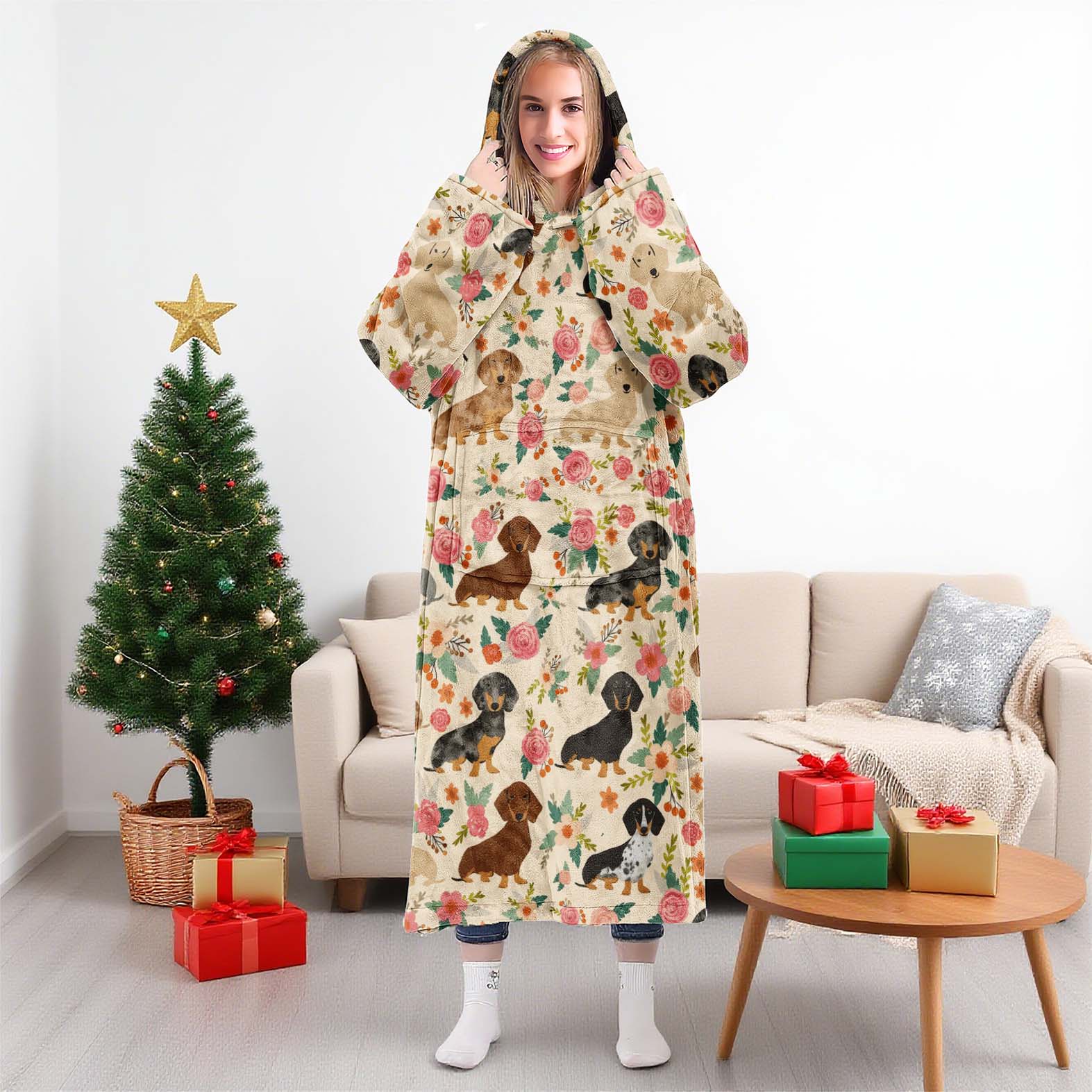 Cute Blue Cat Hooded Blanket, Soft Flannel Throw for Sofa, Home Leisure, Air Conditioning, Nap, Office Bed Camping Travel Gift, Cozy Hooded Blanket