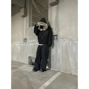 Autumn/Winter Y2k Women Aesthetic Harajuku Faux Fur Collar Hoodies Clothes Graphic Hip Hop Punk Gothic Zip Up Hoodies 2026 new