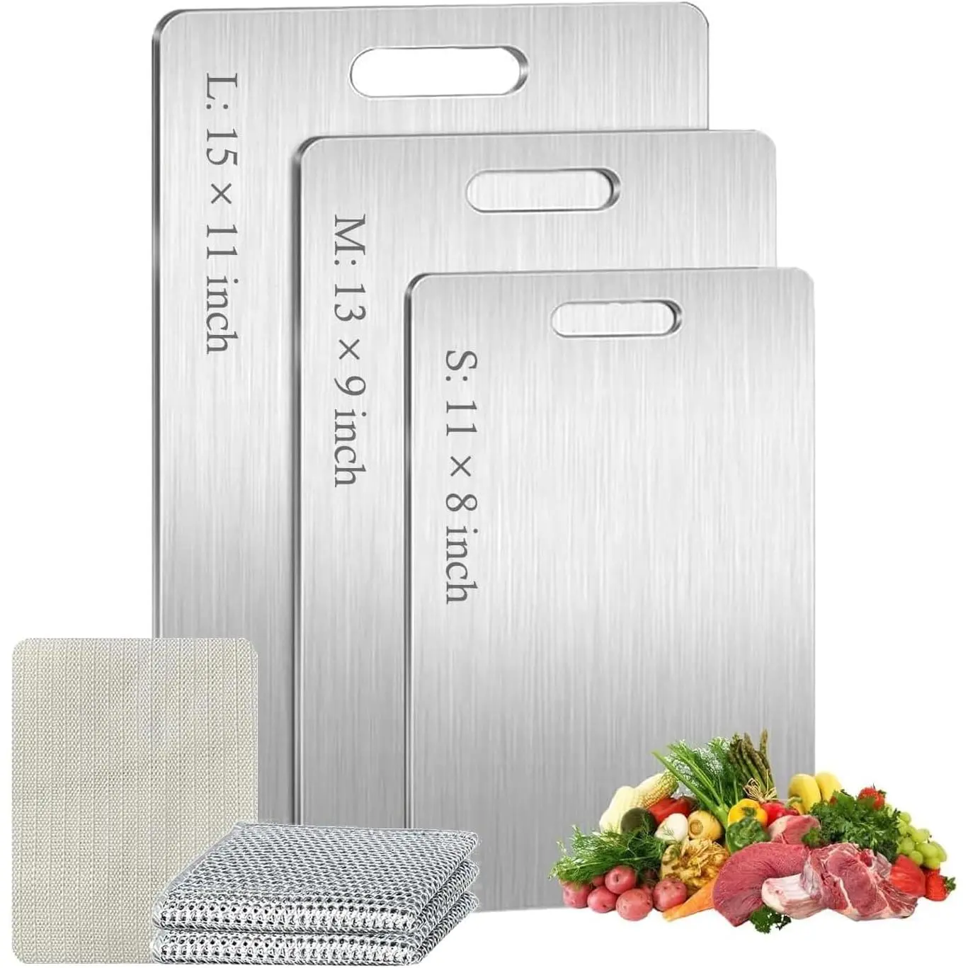 Titanium  Board Set of 3, Titanium  Boards for Kitchen,  Double Sided & -Grade Titanium  Boards, Dishwasher Safe, Suitable for Separate  and Cooked  (M+L+XL)