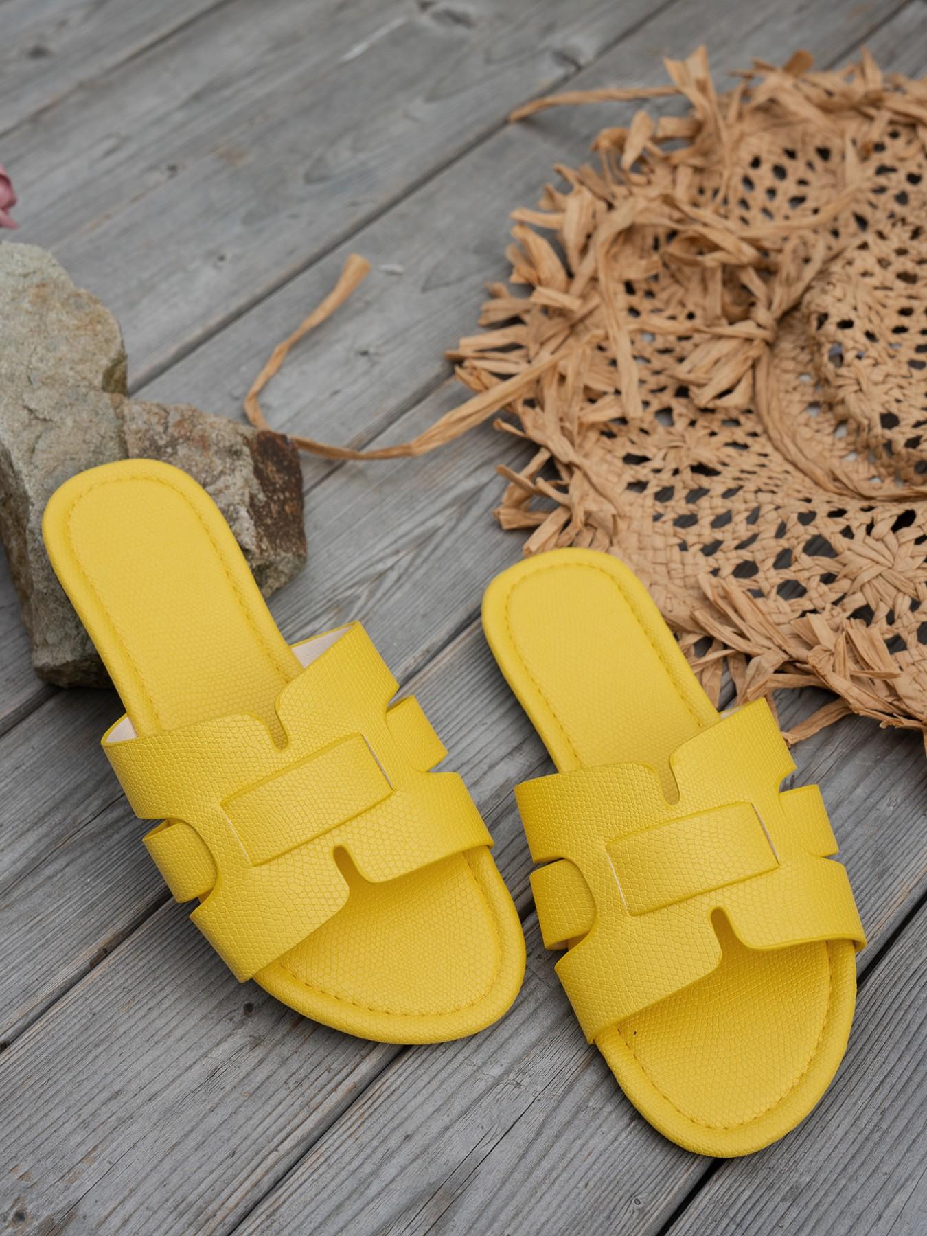 Women's Fashionable Plain Color Slide Sandals, Casual Comfortable Flat Sandals for Summer, Lightweight Breathable Shoes for Daily Wear